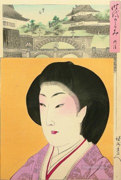 mirror of the ages meiji 1896 Toyohara Chikanobu bijin okubi e Oil Paintings